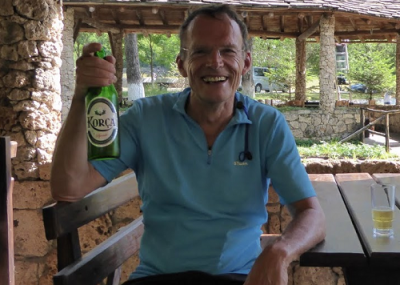 Roger Troughton Cycling on the  tour with redspokes